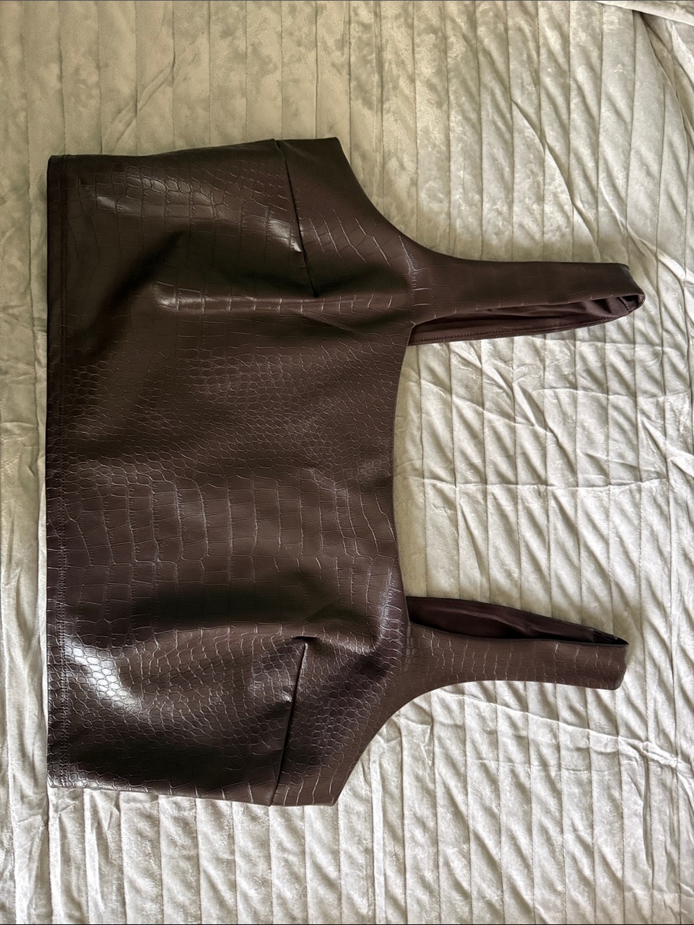 Express Dark Brown Croc-Embossed Top